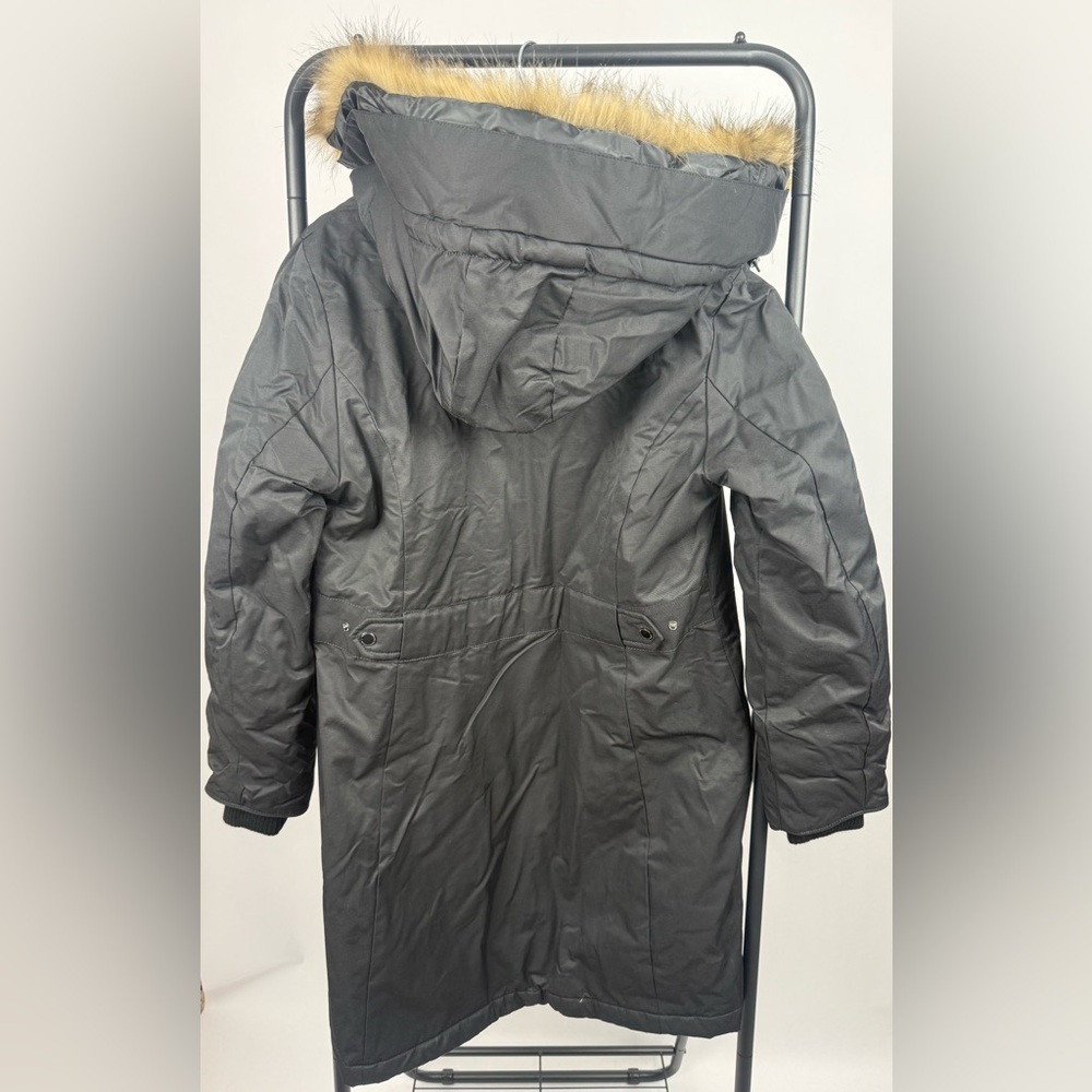 1 Madison Expedition Faux Fur Hooded Parka Coat Black L NWT F51 - Picture 6 of 9